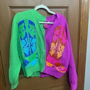 Queen of Sparkles cowboy boot cardigan